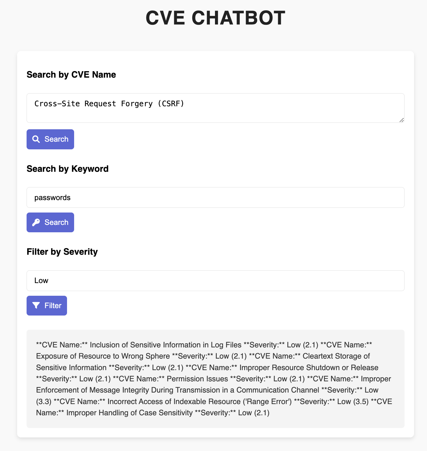 CVE Chatbot for Cybersecurity Awareness